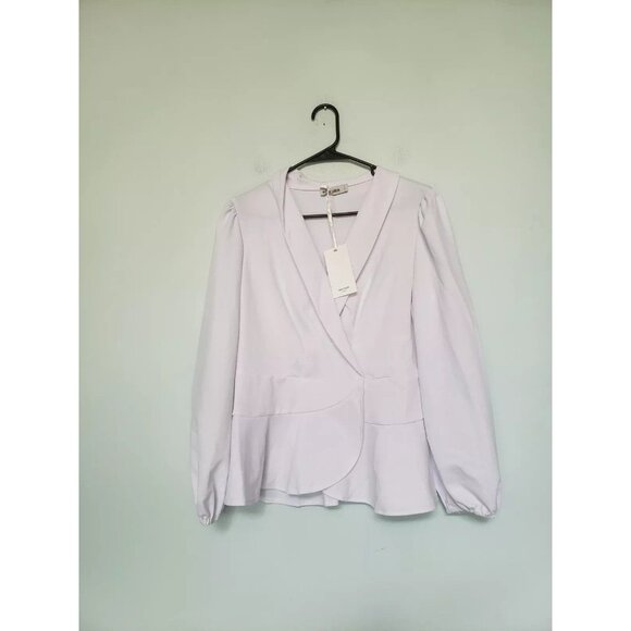 Grace Karin Tops - Grace Karin Womens L Blouse White Semi Sheer Wrap Peplum Business Career NWT